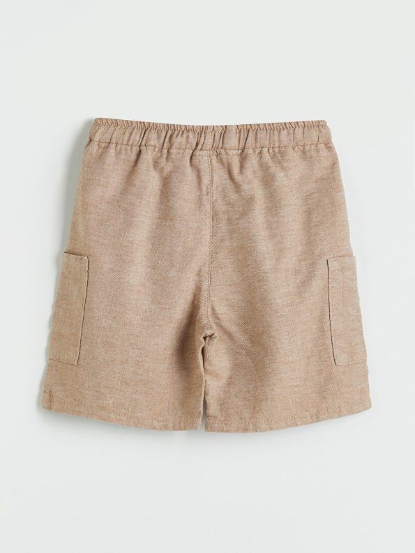 LCW Kids Brown Elastic Waist Pocket Cargo Shorts for Boys