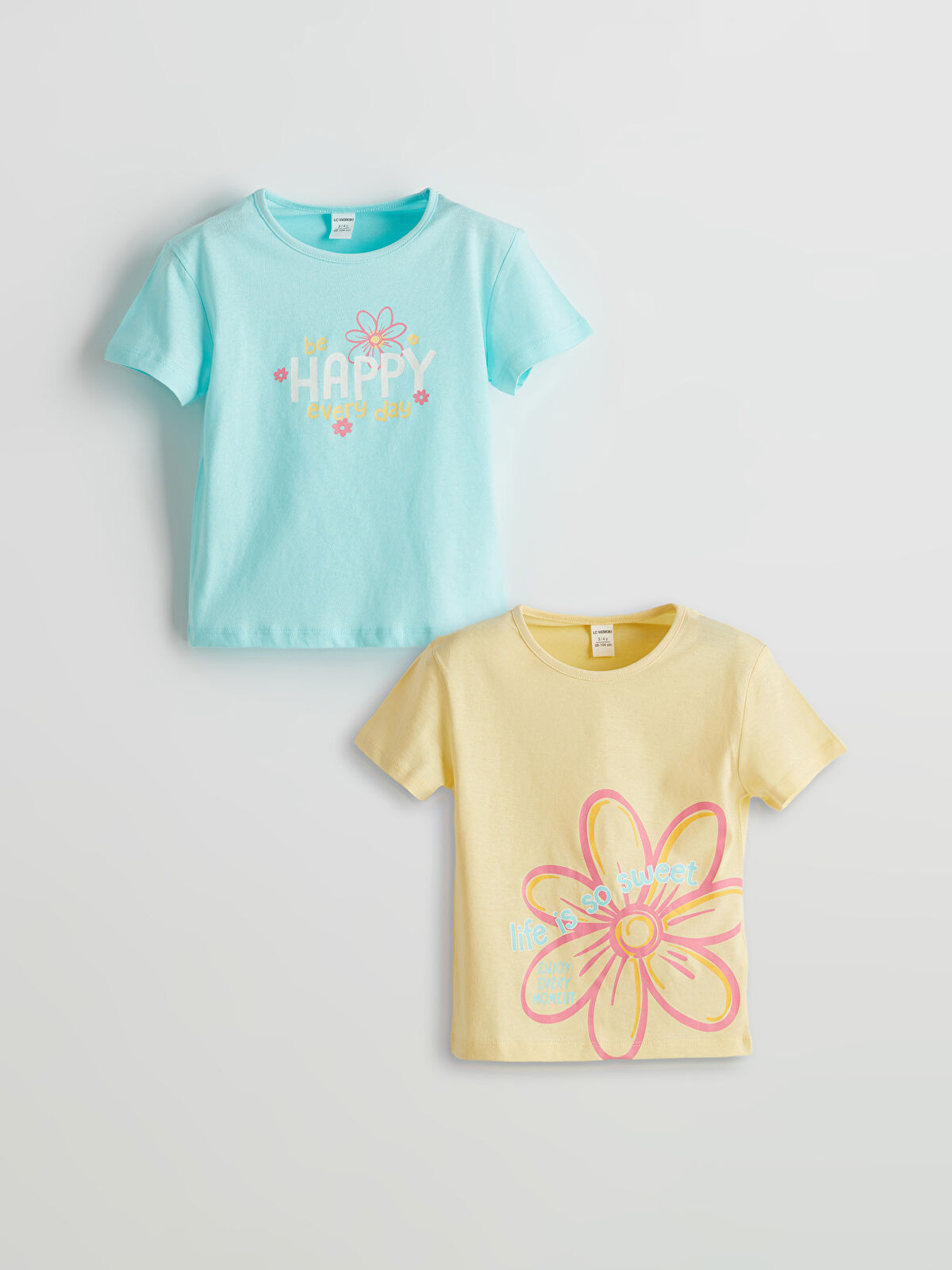 l_20251-s5fd08z1-fqj_a.jpg LCW Kids Yellow Printed Cotton T-Shirt Set for Girls