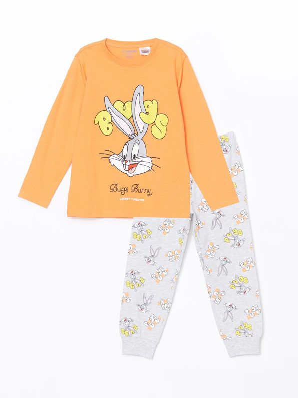 LCW Kids Orange Bugs Bunny Printed Boys Pajama Set