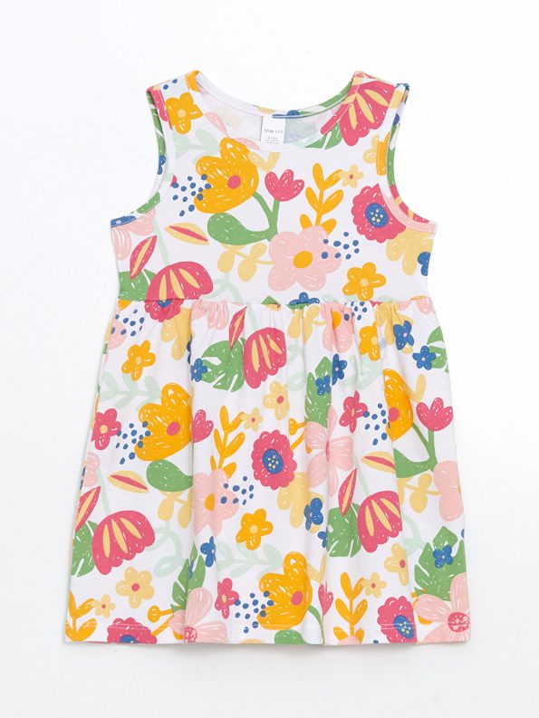 LCW ECO Pink Floral Print Sleeveless Dress for Girls