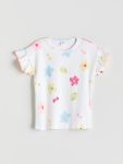 LCW Kids White Floral Print Girls T-Shirt