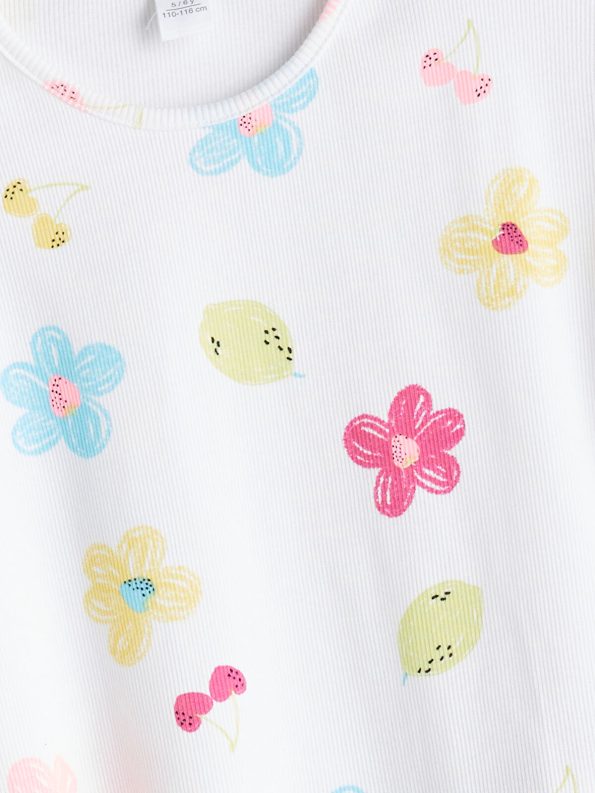 LCW Kids White Floral Print Girls T-Shirt