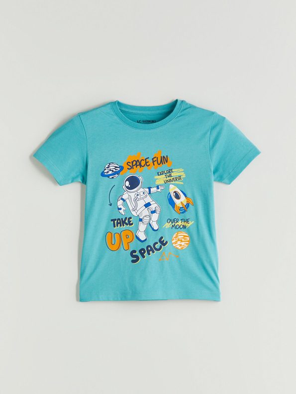 LCW Kids Turquoise Printed Boys' Pajama Set