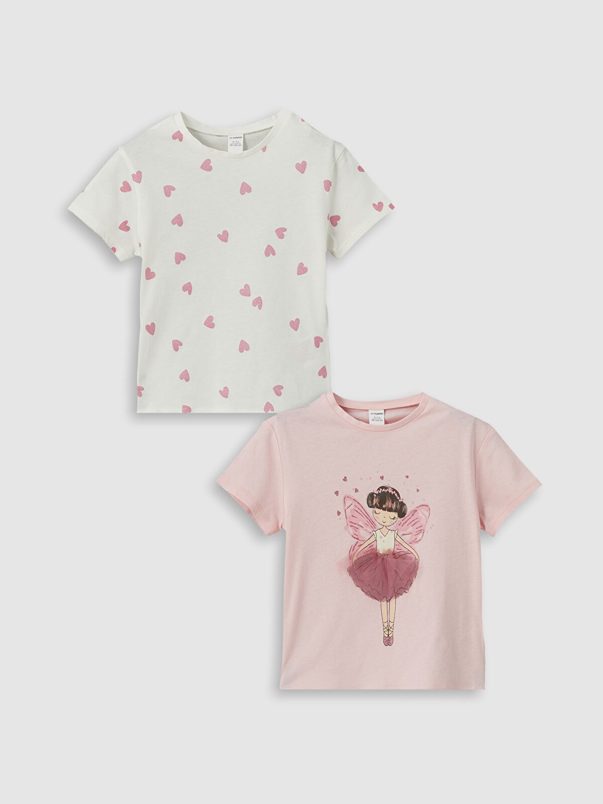 l_20251-s5ik21z1-g0g_a.jpg LCW Kids Pink Crew Neck Printed Girls T-Shirt Set
