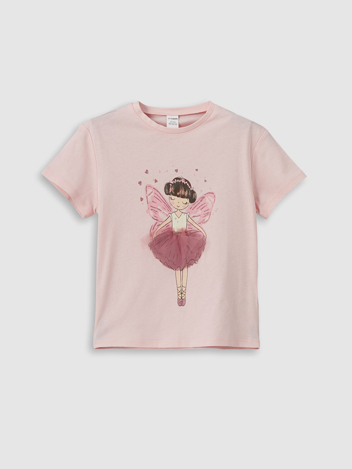 l_20251-s5ik21z1-g0g_a1.jpg LCW Kids Pink Crew Neck Printed Girls T-Shirt Set
