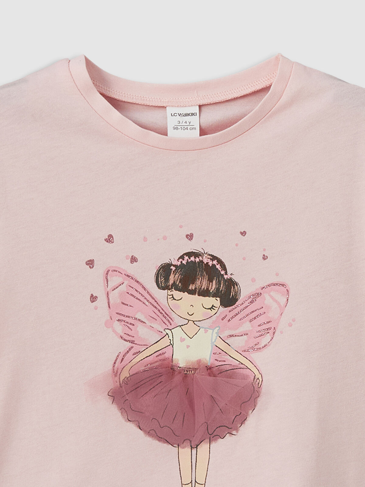 l_20251-s5ik21z1-g0g_a2.jpg LCW Kids Pink Crew Neck Printed Girls T-Shirt Set