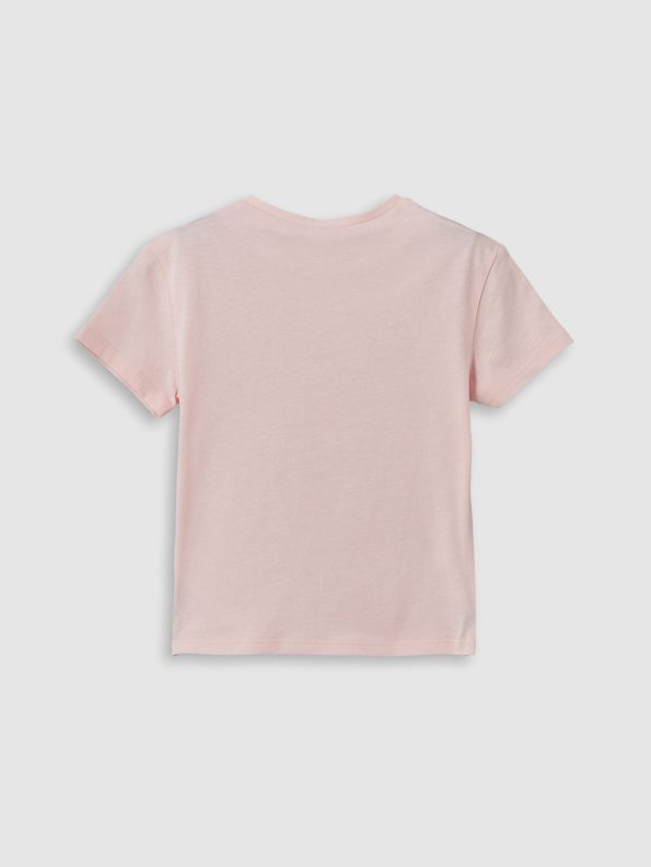LCW Kids Pink Crew Neck Printed Girls T-Shirt Set