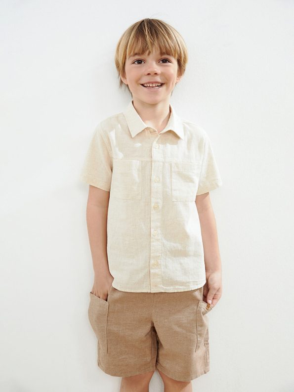 LCW Kids Ecru Regular Fit Boys' Linen Shirt