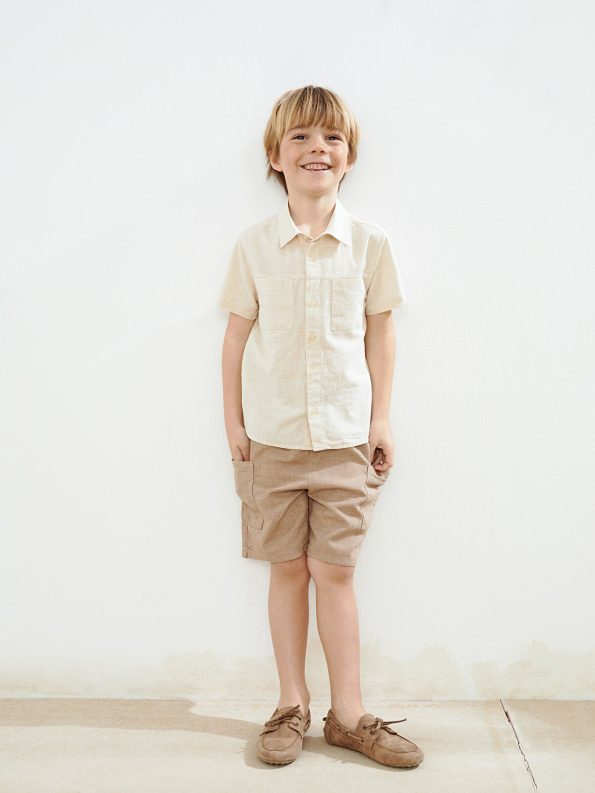 LCW Kids Ecru Regular Fit Boys' Linen Shirt