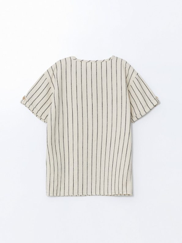 LCW ECO Beige Striped Short Sleeve Shirt for Boys