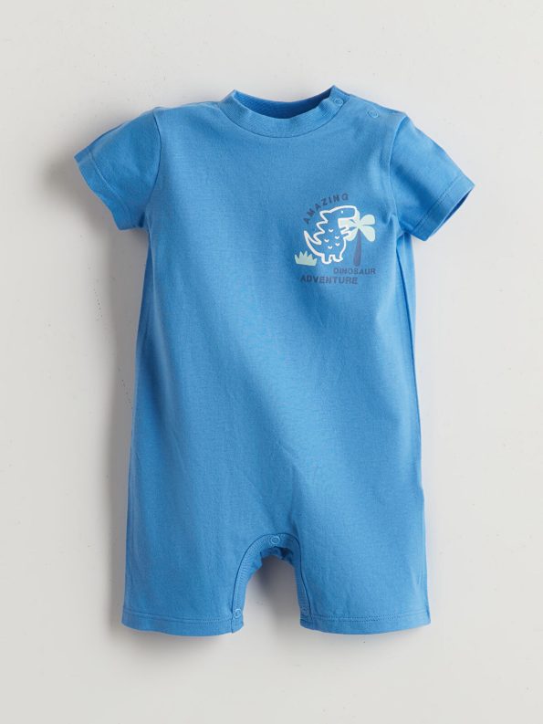 LCW Baby Blue Short Sleeve Bodysuit Set for Boys