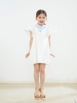 LCW Kids Cream Floral Print Cotton Dress for Girls