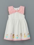 LCW Kids Cream Bicycle Neck Bow Detail Dress for Girls