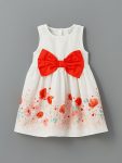 LCW Kids Cream Floral Satin Dress for Girls