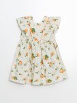 LCW Kids Ivory Square Neck Orange Print Dress