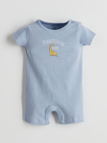 LCW ECO Lilac Giraffe Print Baby Boy Romper