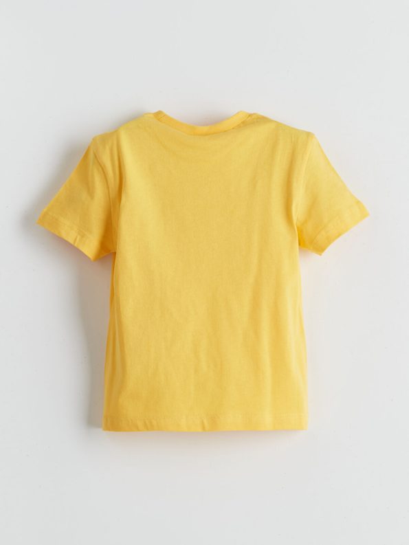LCW ECO Yellow Printed Crew Neck T-Shirt for Boys