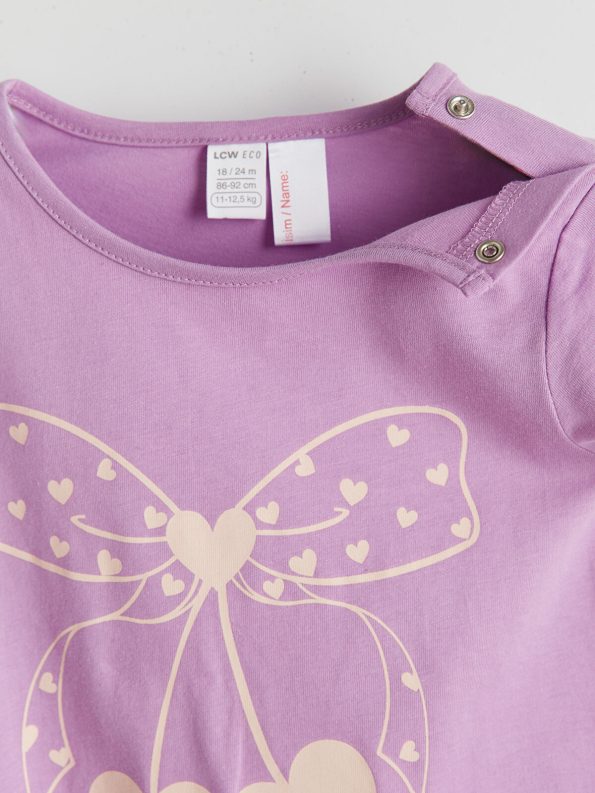 LCW ECO Lilac Printed Baby Girl Romper