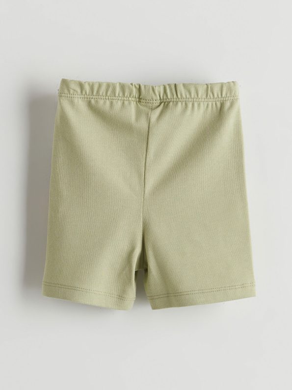 LCW Baby Green Elastic Waist Short Leggings Set for Girls