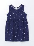 LCW ECO Navy Blue Heart Print Girls' Dress
