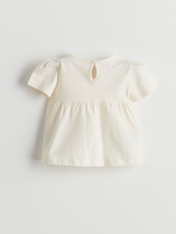 LCW Baby Beige Cotton Girl Baby Blouse and Capri Leggings Set