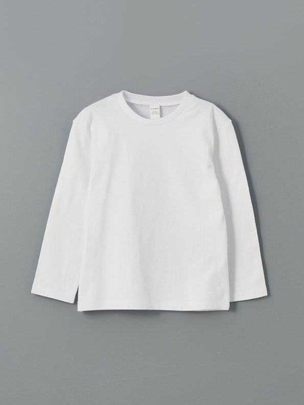 LCW Kids White Crew Neck Basic Boys T-Shirt