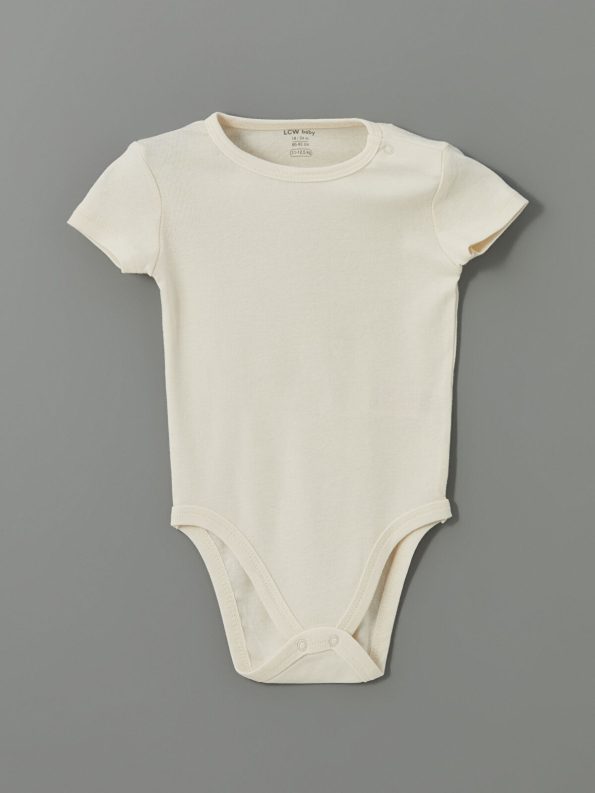 LCW Baby Beige Short Sleeve Basic Bodysuit for Boys
