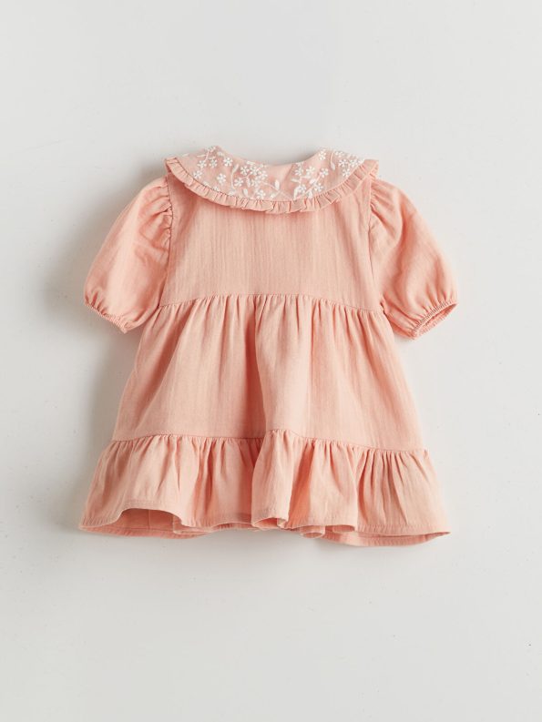 LCW Baby Pink Floral Muslin Dress for Girls