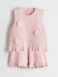 LCW Kids Pink Heart Print Sweater and Shorts Set