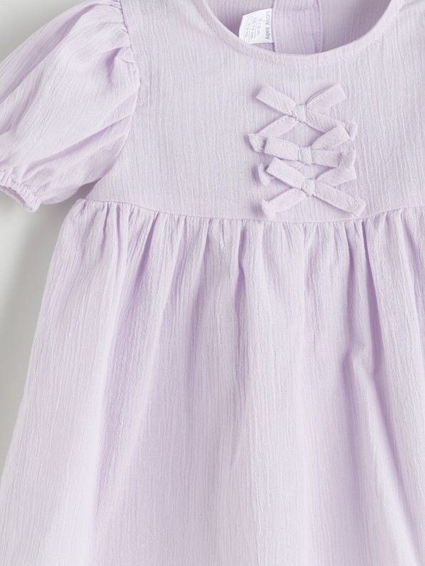 LCW Baby Lilac Ribbon Detail Cotton Dress