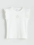 LCW Kids Cream Embroidered Crew Neck Blouse