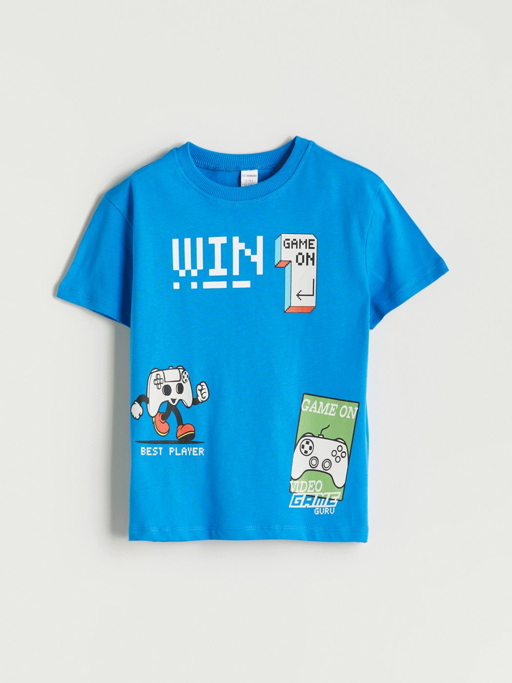 l_20251-s5qi06z1-h9u_a.gif LCW Kids Blue Crew Neck Printed T-Shirt for Boys