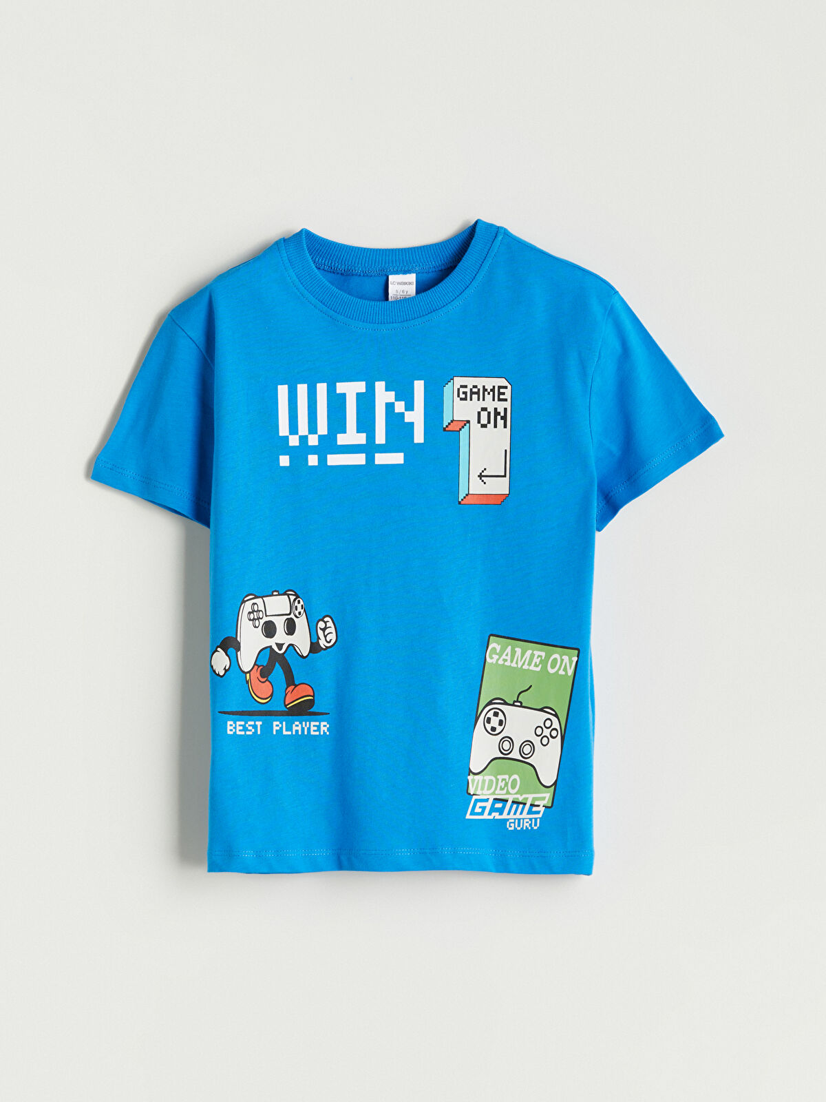 l_20251-s5qi06z1-h9u_a1.jpg LCW Kids Blue Crew Neck Printed T-Shirt for Boys
