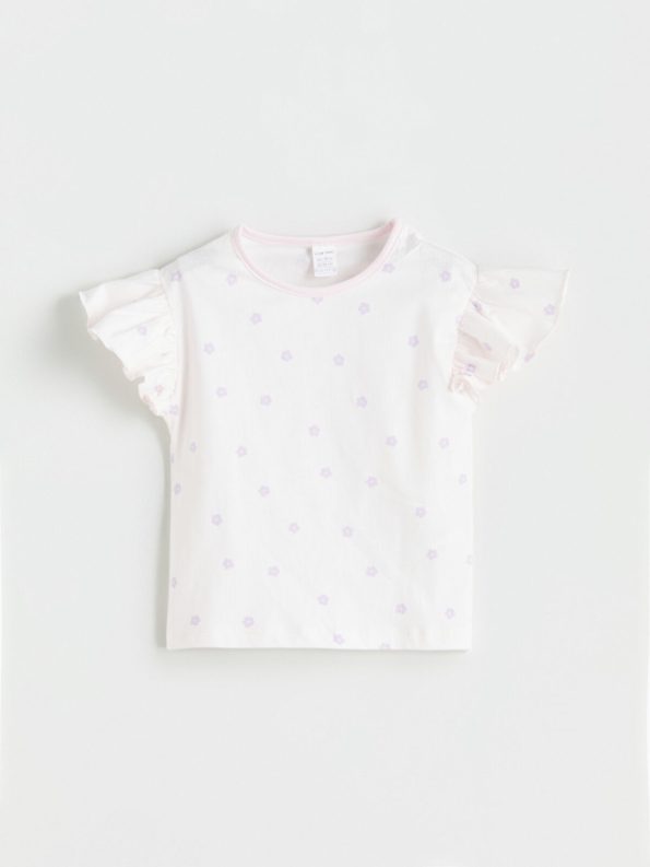 LCW Baby Cream Floral Girls' Blouse and Shorts Set