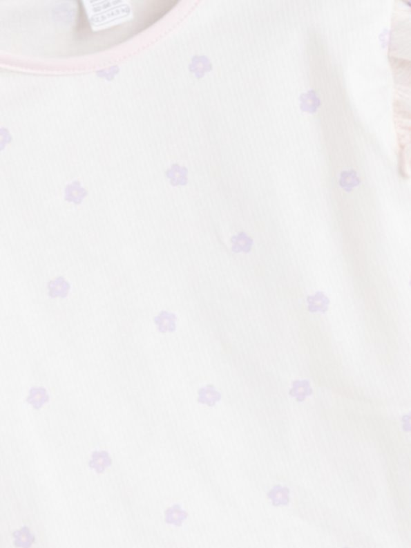 LCW Baby Cream Floral Girls' Blouse and Shorts Set