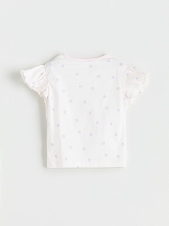 LCW Baby Cream Floral Girls' Blouse and Shorts Set
