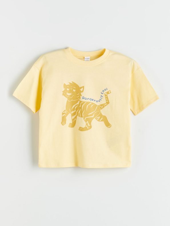 LCW Kids Yellow Printed Crew Neck T-Shirt