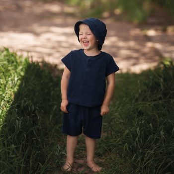 Navy Towel Shorts Set