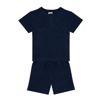 Navy Towel Shorts Set