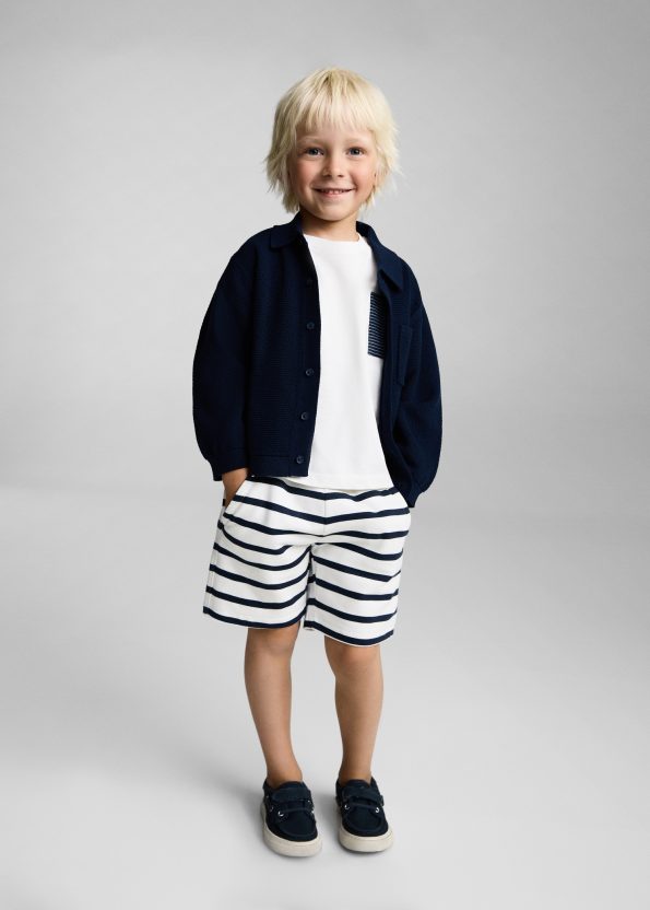 Cotton Striped Bermuda Shorts