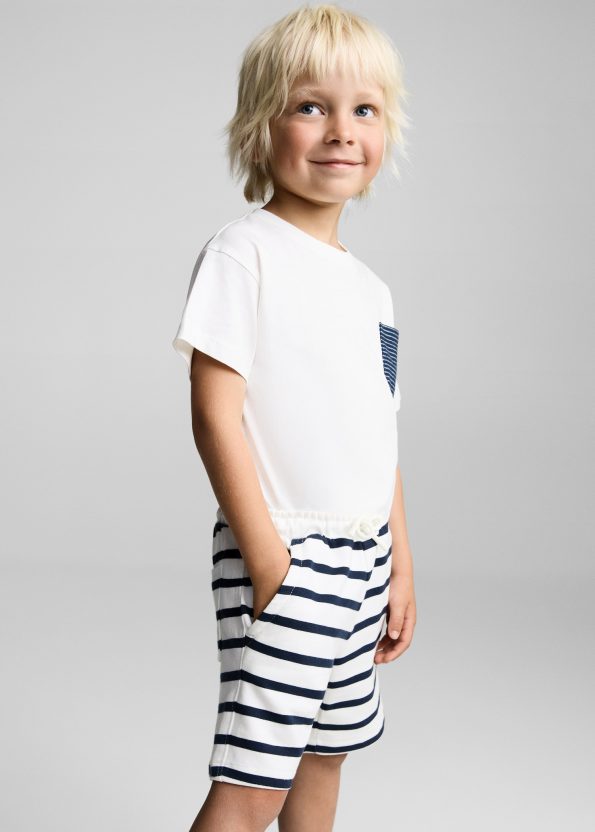 Cotton Striped Bermuda Shorts