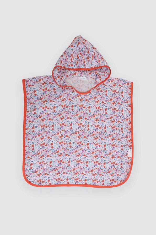 Muslin Baby Poncho - Little Flowers / Red