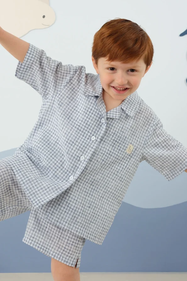 Button-Up Soft Set in Navy Blue