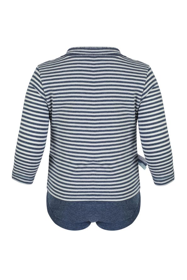 OrganicEra Organic Long Sleeve Baby Bodysuit, Striped, Indigo Melange