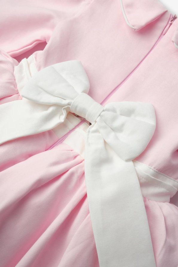 Pink Long Sleeve Flower Embroidered Dress for Girls - Rina