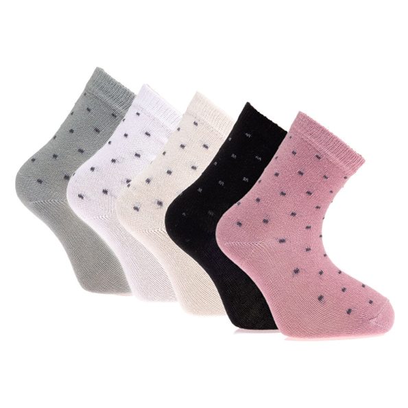 Girls' Baby 5-Pack Dotted Ankle Socks