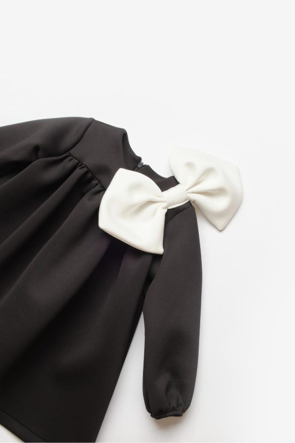 Black Dress with Bow Detail for Girls - Leah