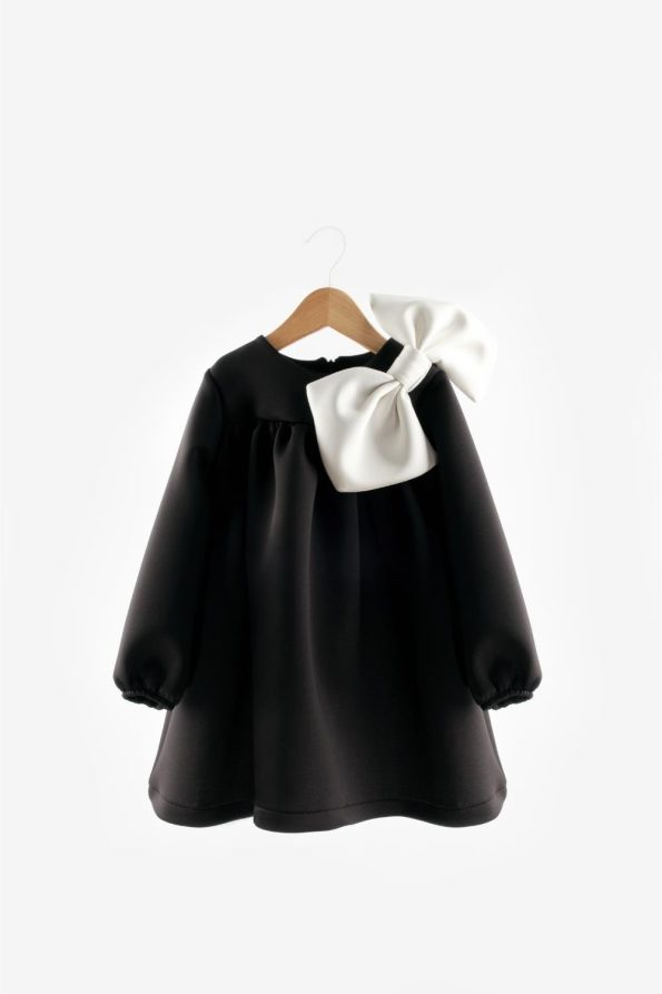 Black Dress with Bow Detail for Girls - Leah