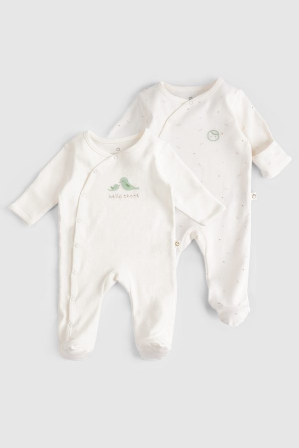 2-Piece Organic Cotton Footed Jumpsuit Set with Mittens