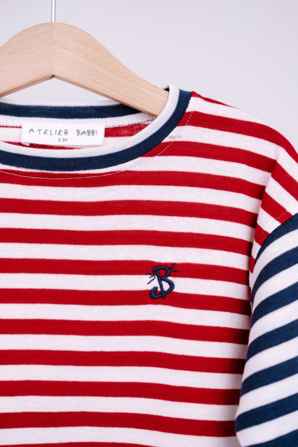 Long Sleeve T-Shirt / Burgundy Striped
